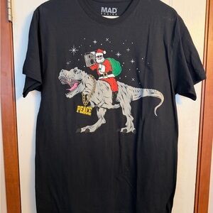 MAD Engine Black Santa Dinosaur T-Shirt